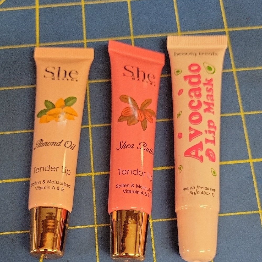 Set of 3 - Almond Oil, Shea Butter, Avocado Lip Mask New